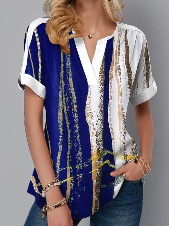 Loosen Ombre Casual Cotton Blends T-shirt
