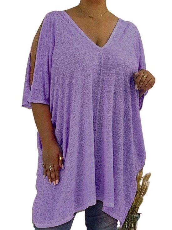 V Neck Boho Plain T-shirt