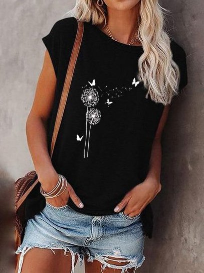 Crew Neck Loosen Cotton T-shirt
