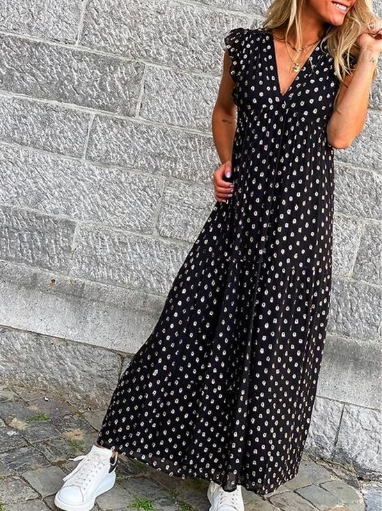 Loosen Boho V Neck Casual Dress
