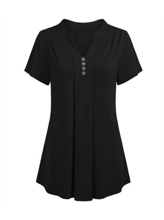 V Neck Plain Casual T-shirt