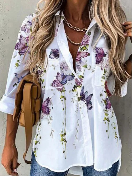 Loosen Floral Casual Long Sleeve Top