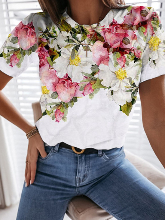 Casual Regular Fit Floral T-shirt