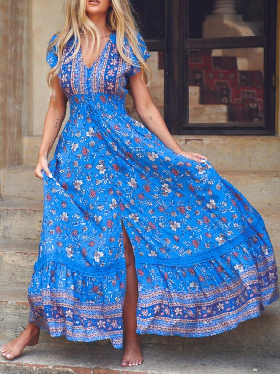 V Neck Vacation Regular Fit Dress