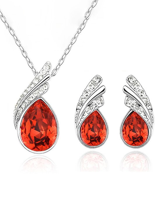 Angel Wings Crystal Earrings Necklace Set