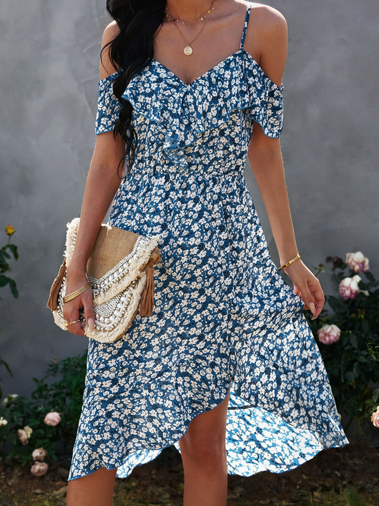 Vacation Spaghetti Floral Floral Dress