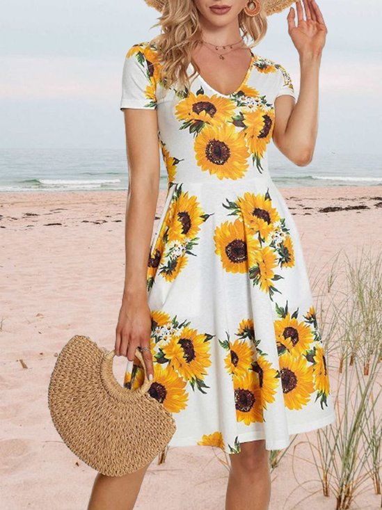 Floral Vacation Regular Fit Floral Dress