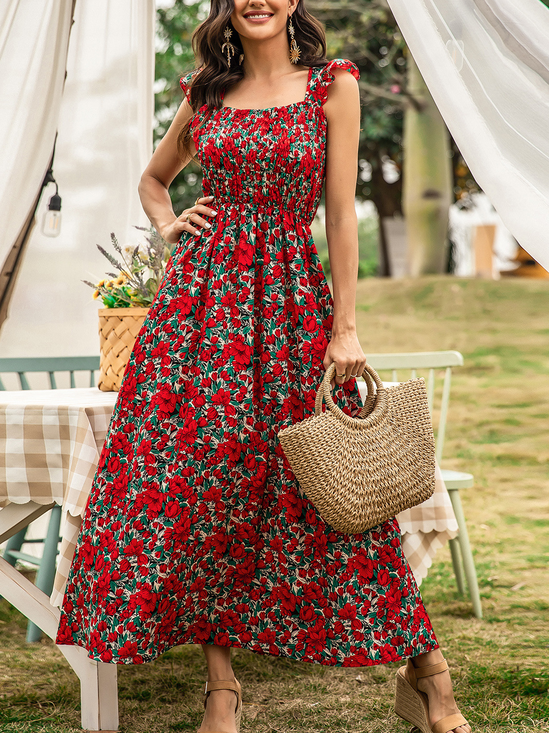 Boho Regular Fit Floral Floral Dress