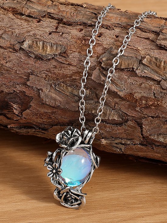 Vintage Alloy Moonstone Necklace