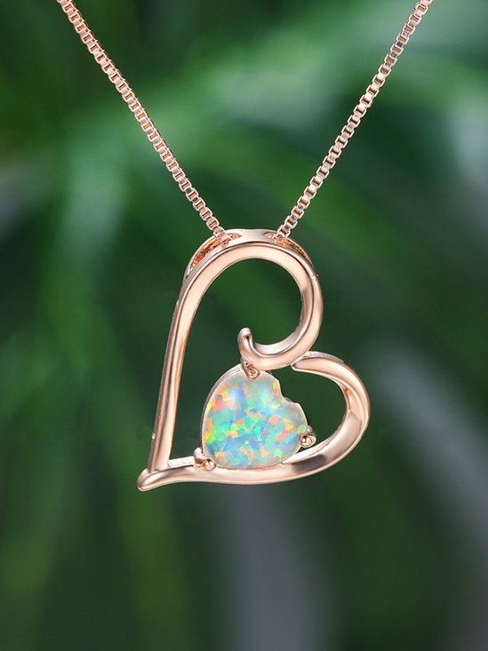 Alloy Heart Opal Necklace
