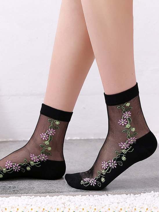 Spring/summer Floral Wisteria Vine Mid Tube Women's Socks
