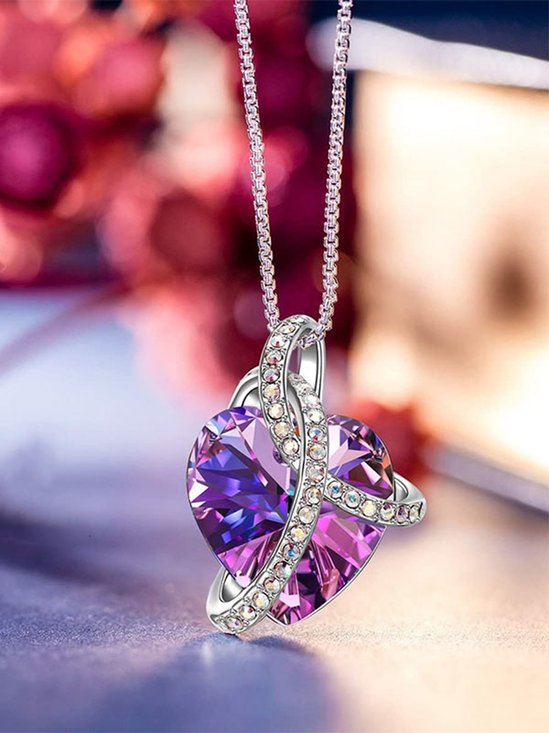 Super Sparkling Gemstone Multicolor Heart Pendant Necklace