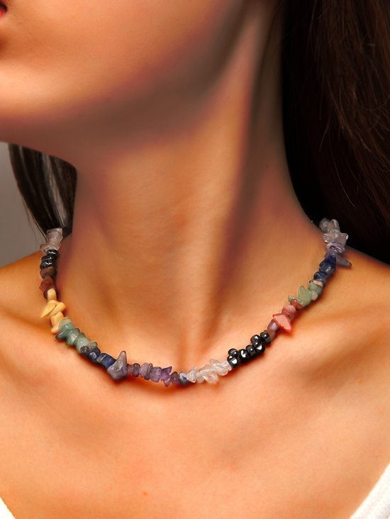 Ethnic Style Natural Crystal Color Versatile Necklace