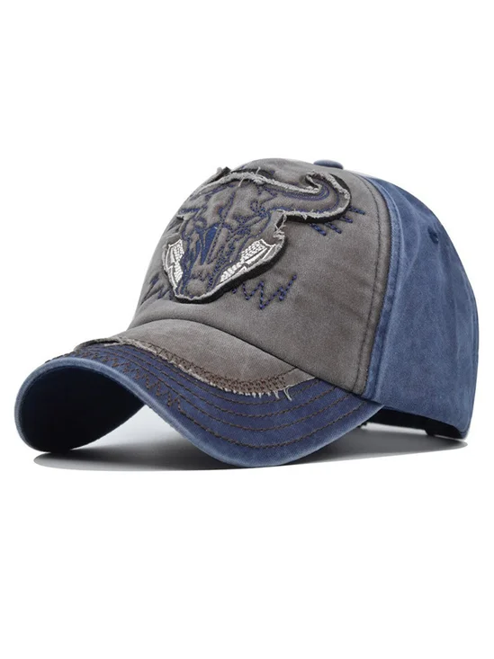 Men's Colorblock Washed Distressed Three-Dimensional Embroidered Baseball Cap