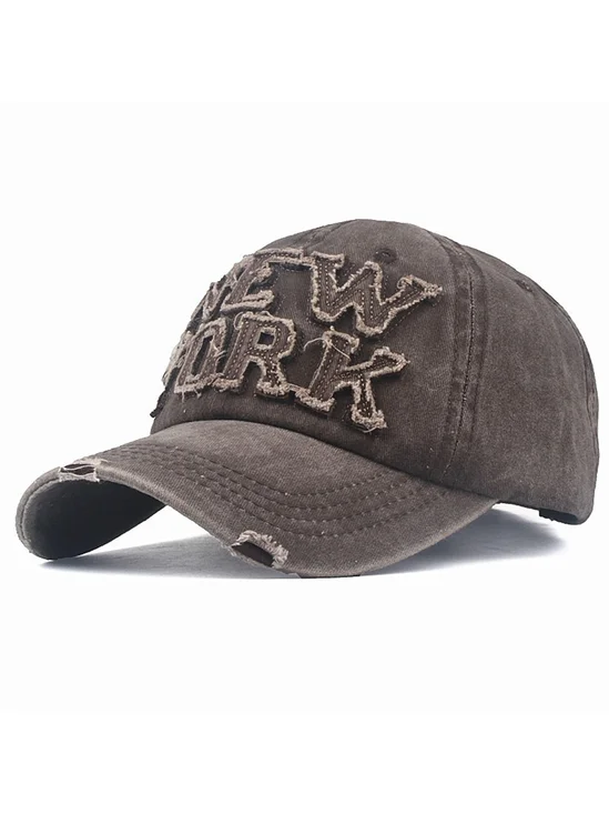 Men's Colorblock Washed Distressed Three-Dimensional Embroidered Baseball Cap