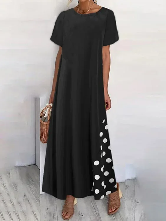 Crew Neck Boho Cotton Summer Dress