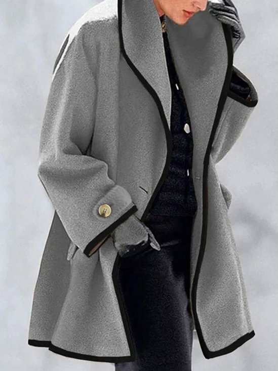 Regular Fit Casual Plain Cotton Blends Coats
