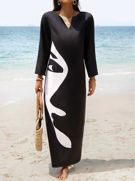 Cotton Blends Regular Fit Casual Round Neck Casual Dress
