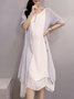 Casual Solid Buttoned Round Neck Half Sleeve Casual Dress