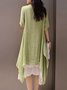 Casual Solid Buttoned Round Neck Half Sleeve Casual Dress