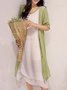Casual Solid Buttoned Round Neck Half Sleeve Casual Dress