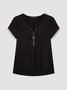 V Neck Casual Plain Jersey T-shirt