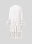 Plain Notched Regular Fit Boho Dress