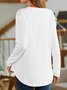Cotton Casual Plain Long Sleeve Top