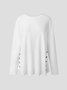 Cotton Casual Plain Long Sleeve Top