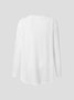 Cotton Casual Plain Long Sleeve Top