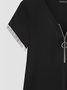 V Neck Casual Plain Jersey T-shirt