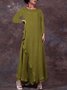 Casual Solid Round Neck Big Hem Dress Summer Dress