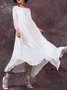 Casual Solid Round Neck Big Hem Dress Summer Dress