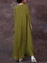 Casual Solid Round Neck Big Hem Dress Summer Dress