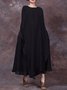 Casual Solid Round Neck Big Hem Dress Summer Dress