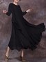 Casual Solid Round Neck Big Hem Dress Summer Dress