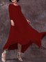 Casual Solid Round Neck Big Hem Dress Summer Dress