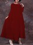 Casual Solid Round Neck Big Hem Dress Summer Dress
