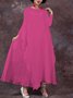 Casual Solid Round Neck Big Hem Dress Summer Dress