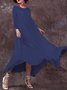 Casual Solid Round Neck Big Hem Dress Summer Dress