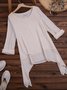 Solid Round Neck Linen Loosen Shirt & Blouses