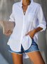 V Neck Solid Casual Shirt & Blouses