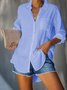 V Neck Solid Casual Shirt & Blouses