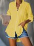 V Neck Solid Casual Shirt & Blouses