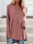 Round Neck Solid Loosen Casual Jersey T-shirt