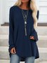 Round Neck Solid Loosen Casual Jersey T-shirt