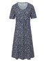 Vacation Crew Neck Printed Polyester Fibre Floral Dress