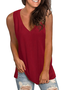 Solid Cotton Blends Casual Tank & Cami