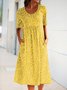 Vacation Crew Neck Printed Polyester Fibre Floral Dress