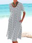 Casual Loosen Crew Neck Polyester Fibre Boho Dress